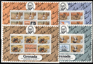 Гренада 1979, 100 лет Р. Хиллу, 4 малых листа